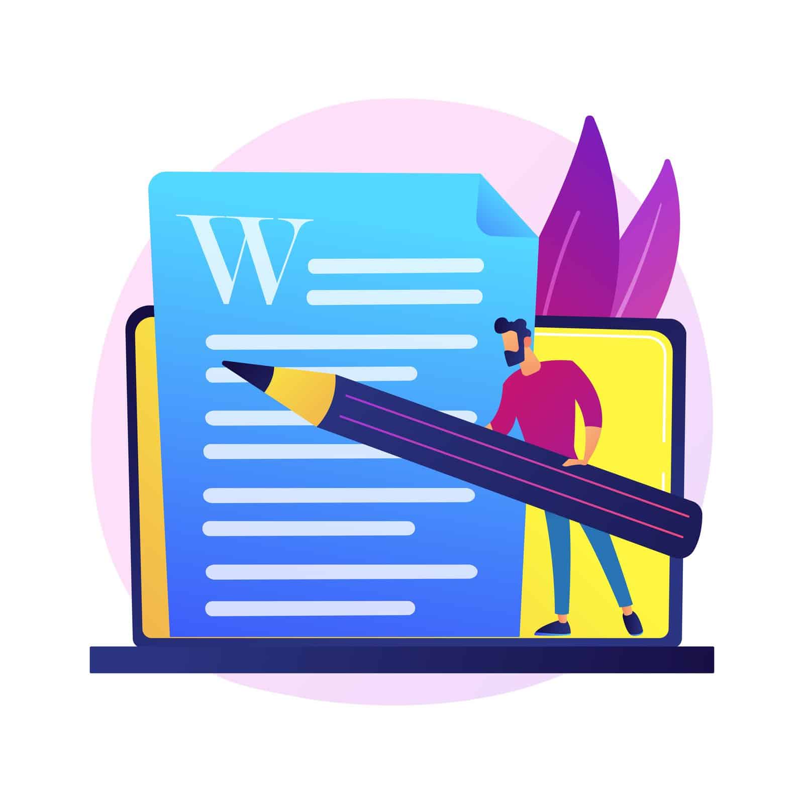 Иллюстрация: человек редактирует резюме в Microsoft Word на ноутбуке